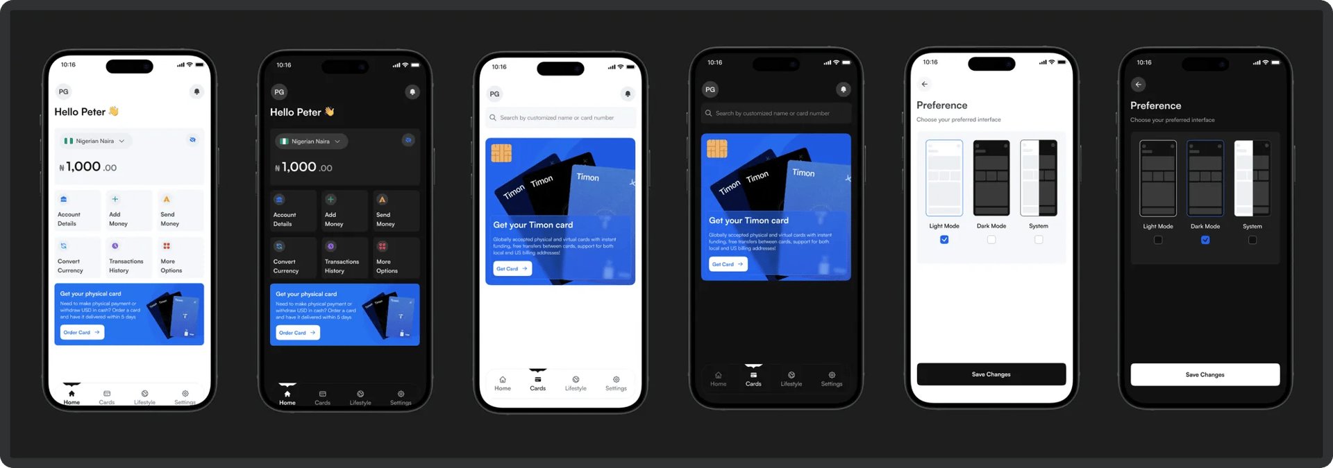 Light and dark mode screens