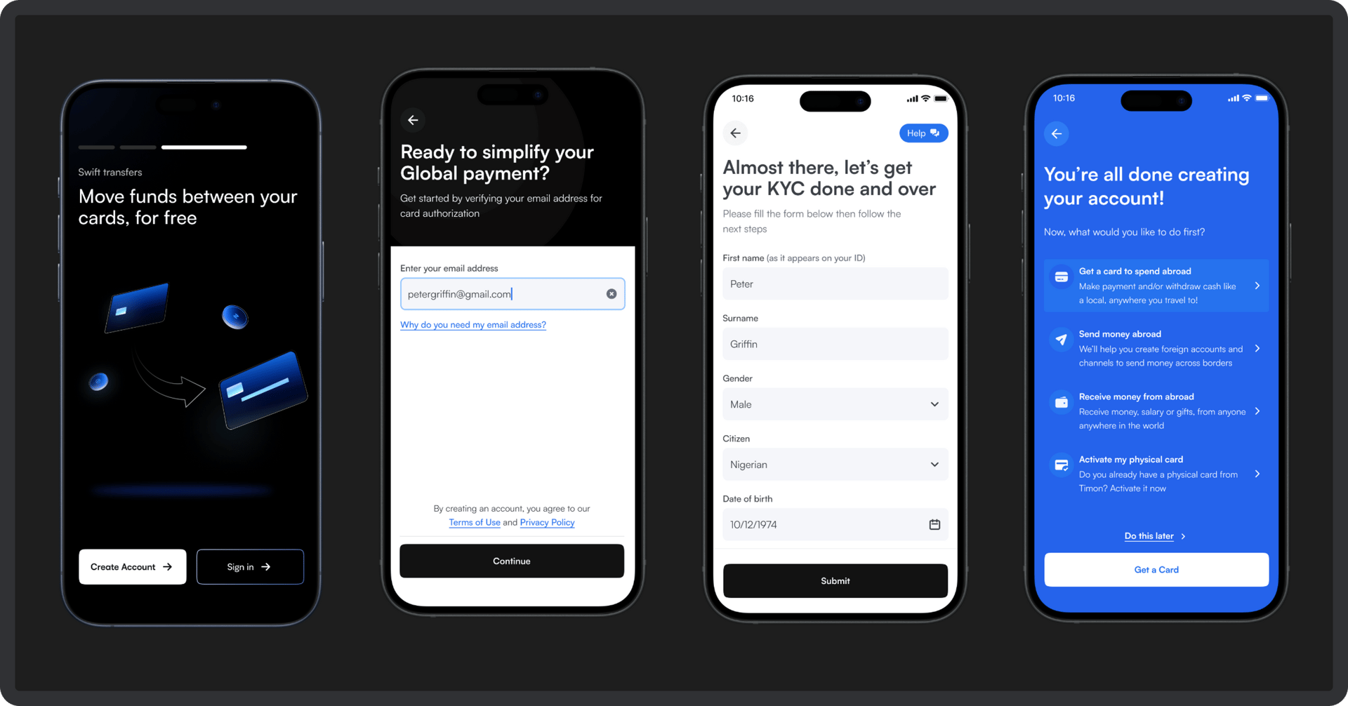 Authentication and onboarding screens