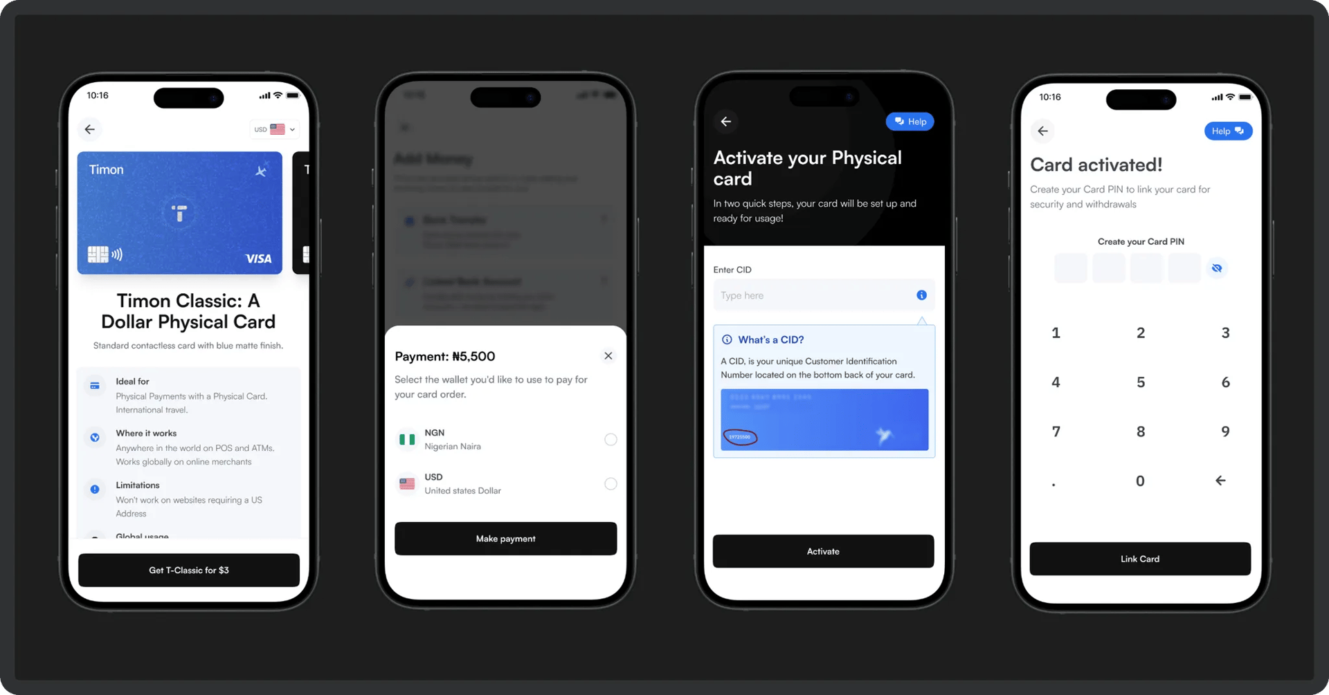 Multi-currency wallet screens