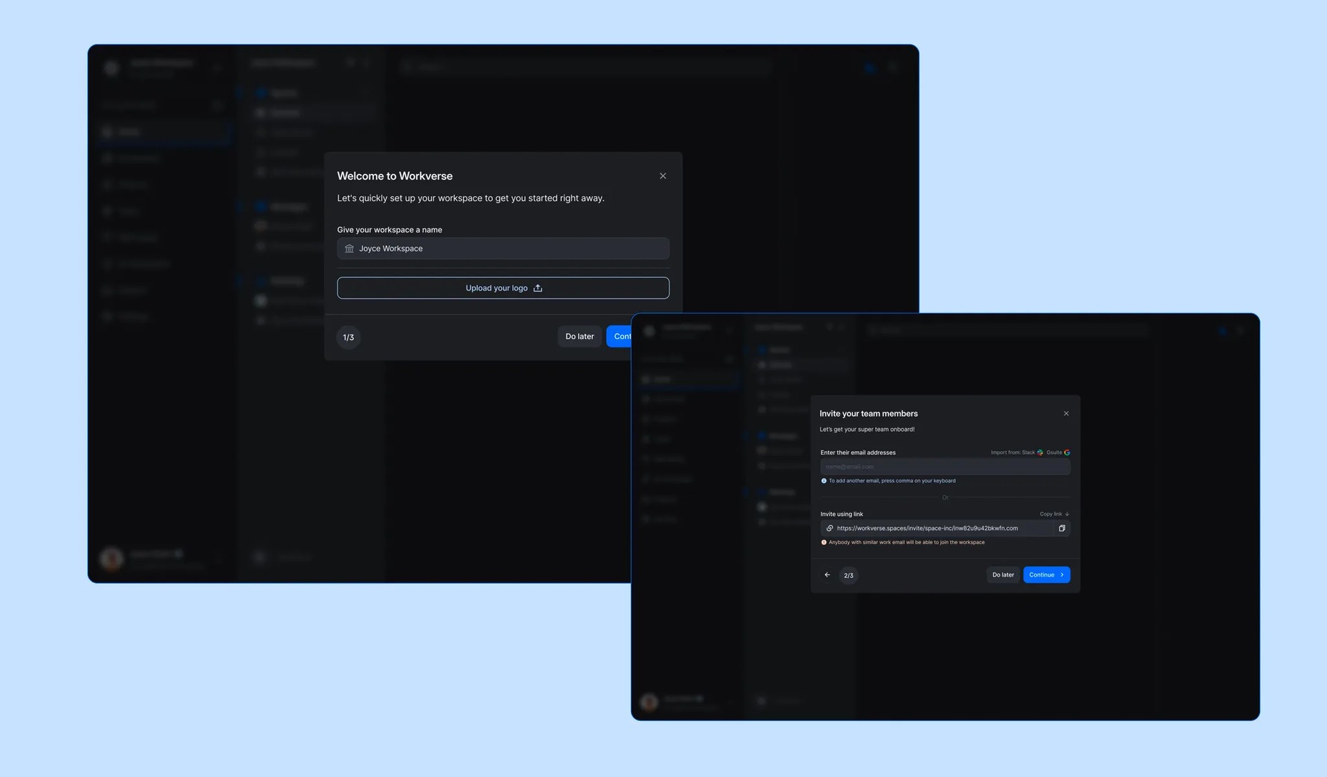 Onboarding screens