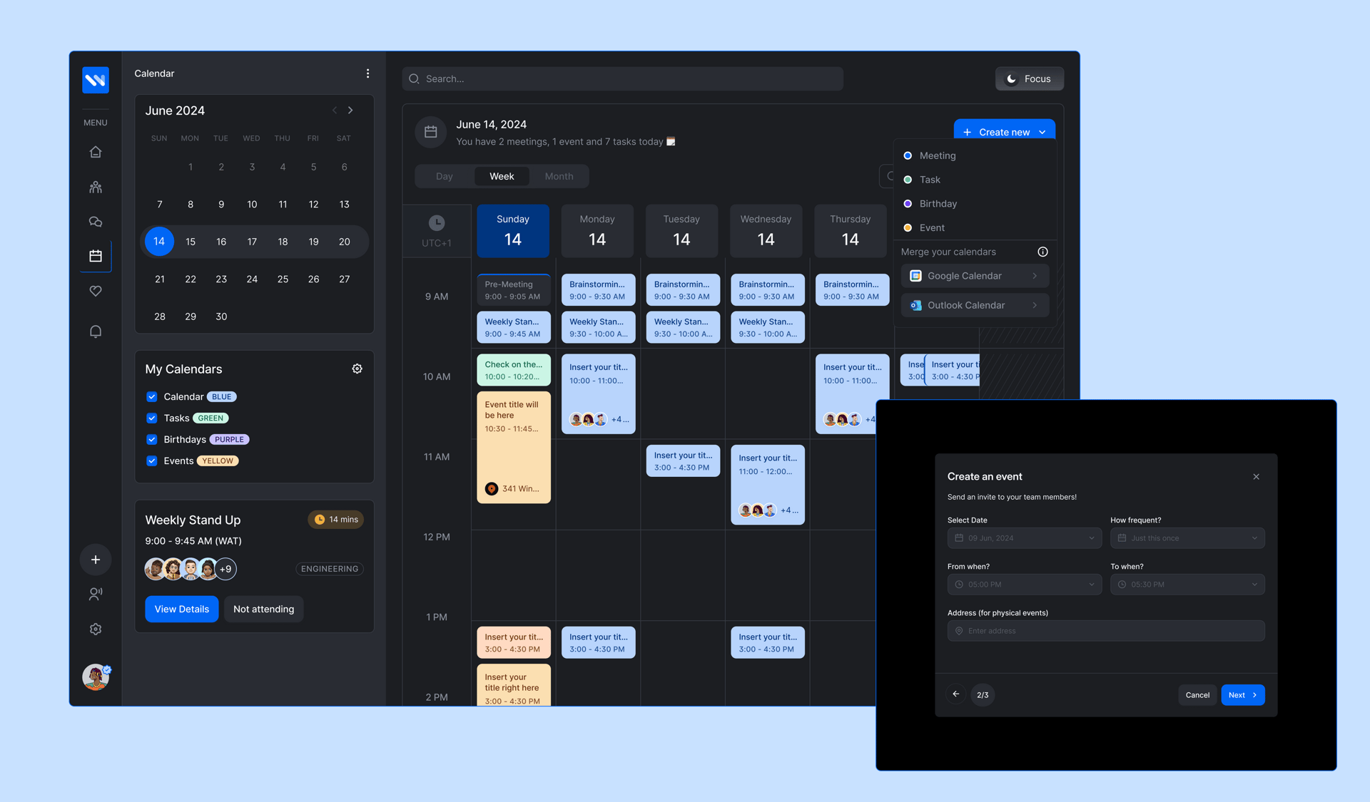 Calendar feature