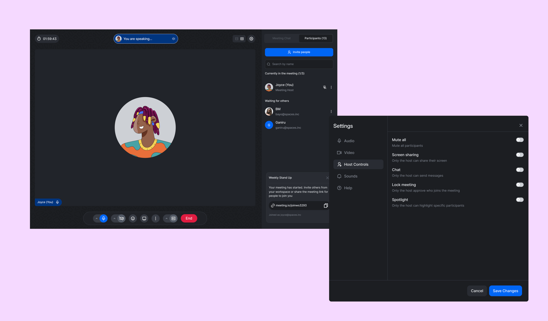 Meetings feature