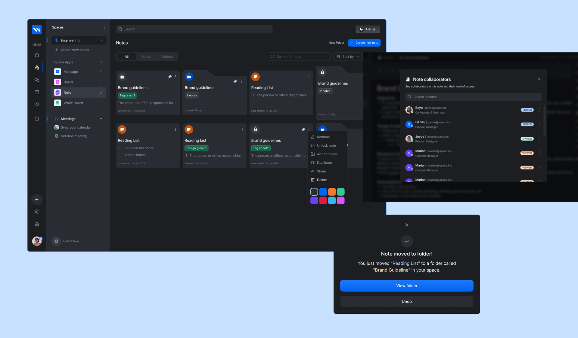Notes feature